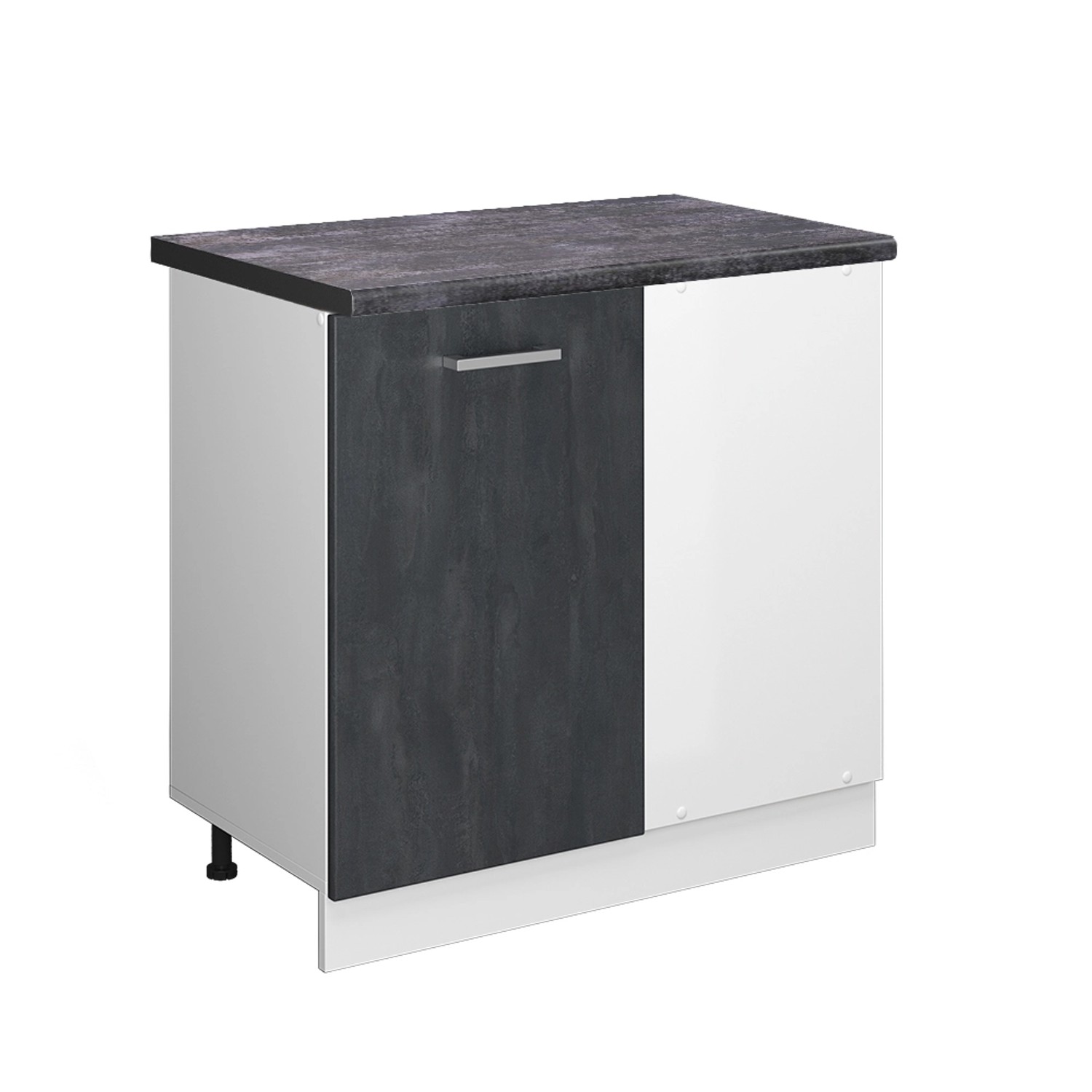 Vicco Eckunterschrank R-Line Küchen Eckschrank Schwarz Beton/Weiß 86 cm AP günstig online kaufen