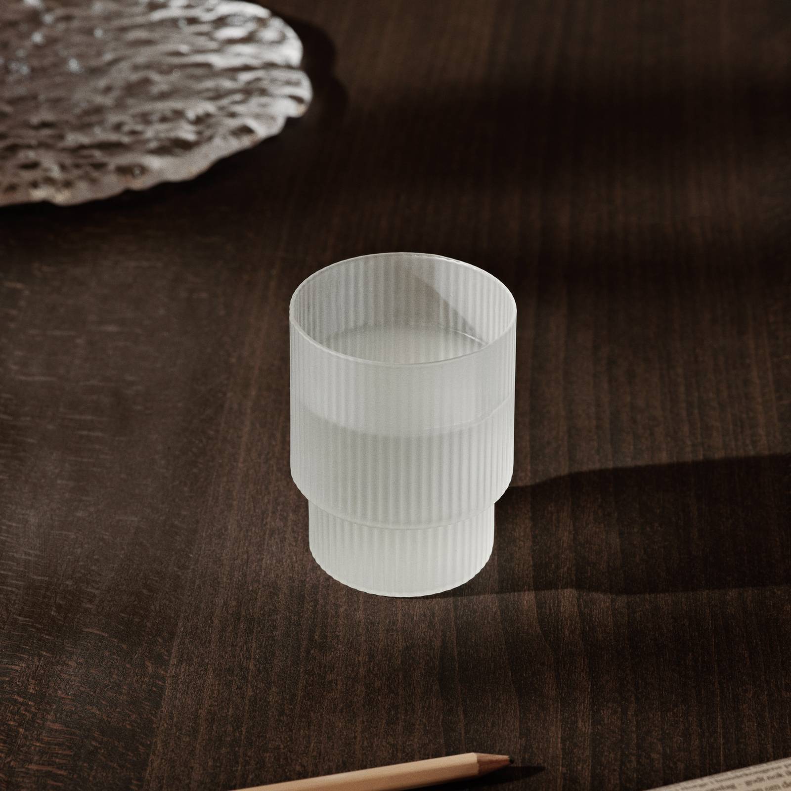 ferm LIVING Glas Ripple, weiß, 200 ml, mundgeblasen, 4er-Set günstig online kaufen