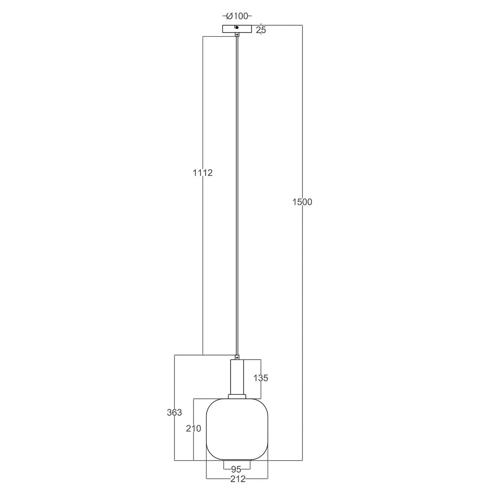 Näve Leuchten Pendelleuchte schwarz Metall Glas B/H/T/D: ca. 21,2x150x21,2x günstig online kaufen