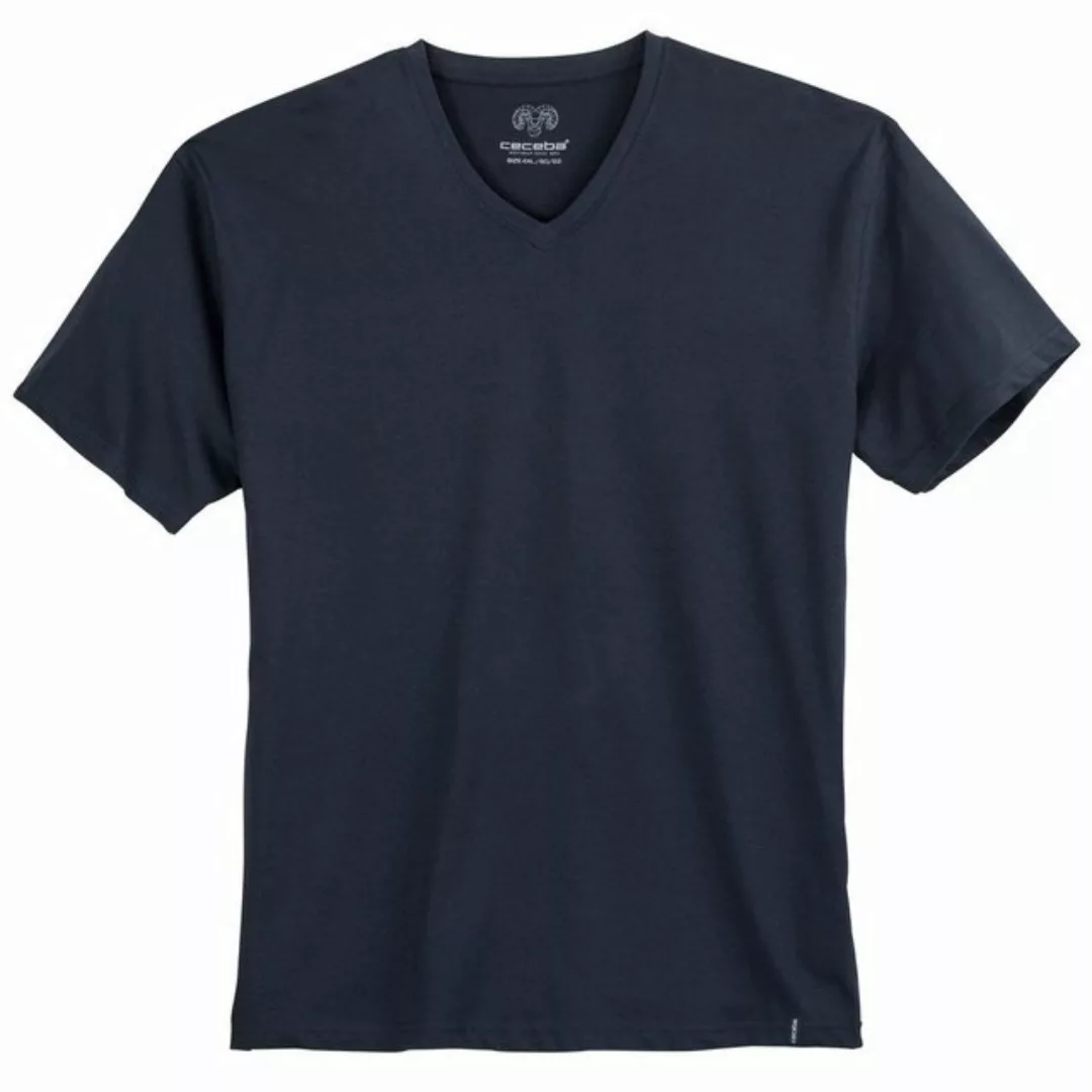 CECEBA V-Shirt Große Größen Herren V-Neck T-Shirt navy Ceceba günstig online kaufen