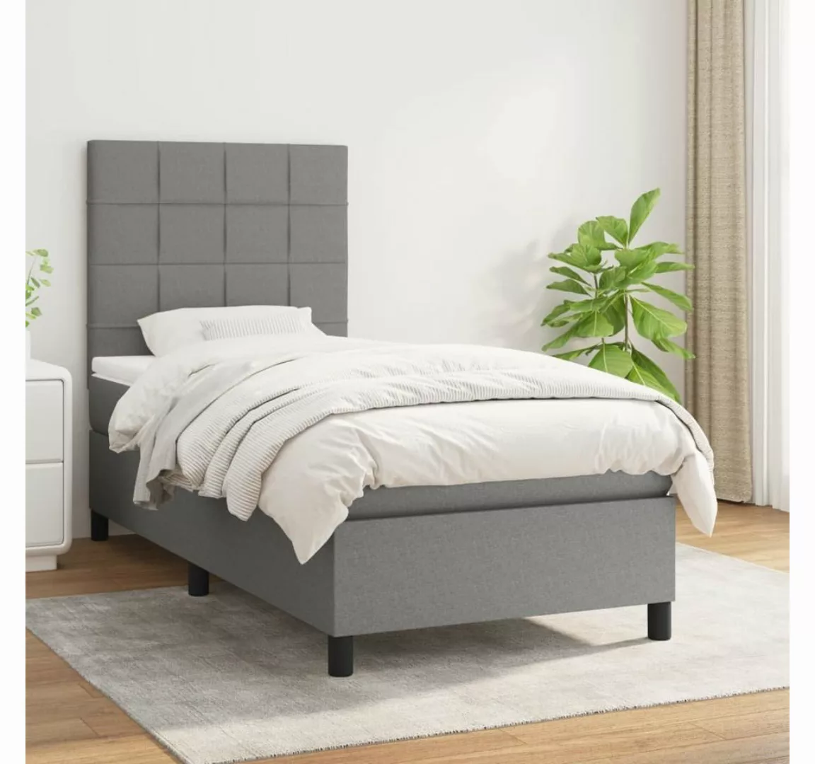 furnicato Bett Boxspringbett mit Matratze Dunkelgrau 90x200 cm Stoff günstig online kaufen