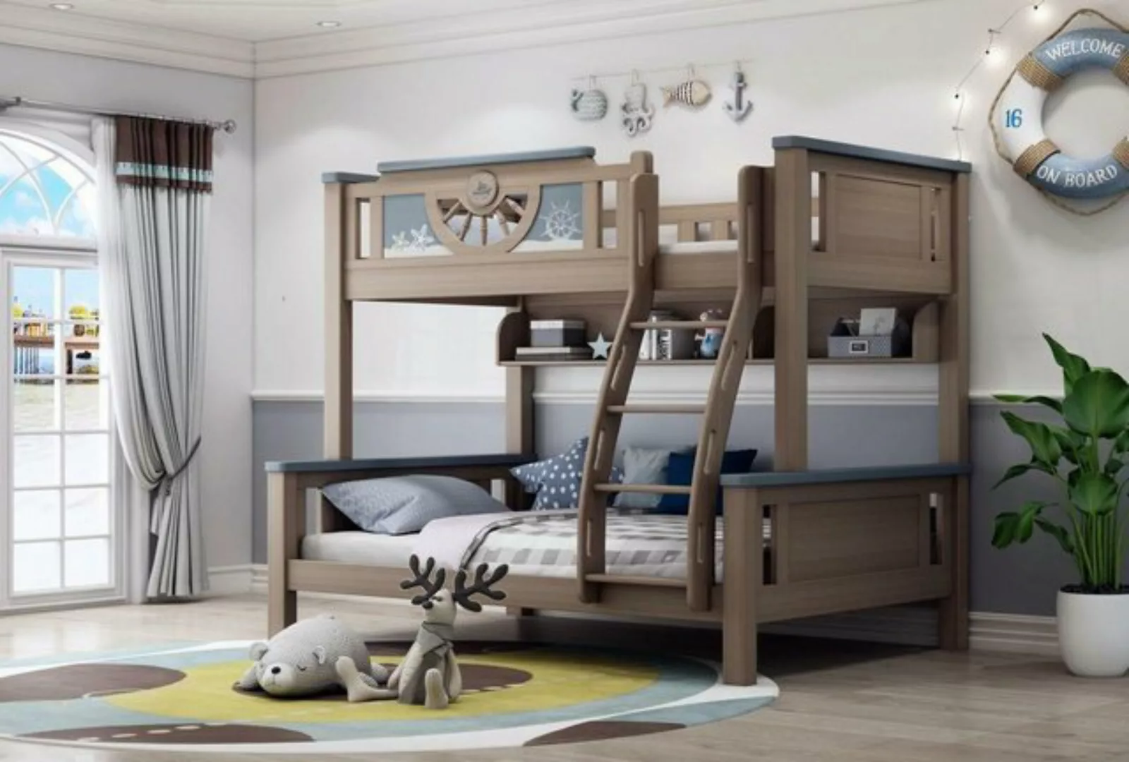 JVmoebel Bett Doppelstockbett Kinder Jugend Zimmer Möbel Holz Etagen Hoch B günstig online kaufen