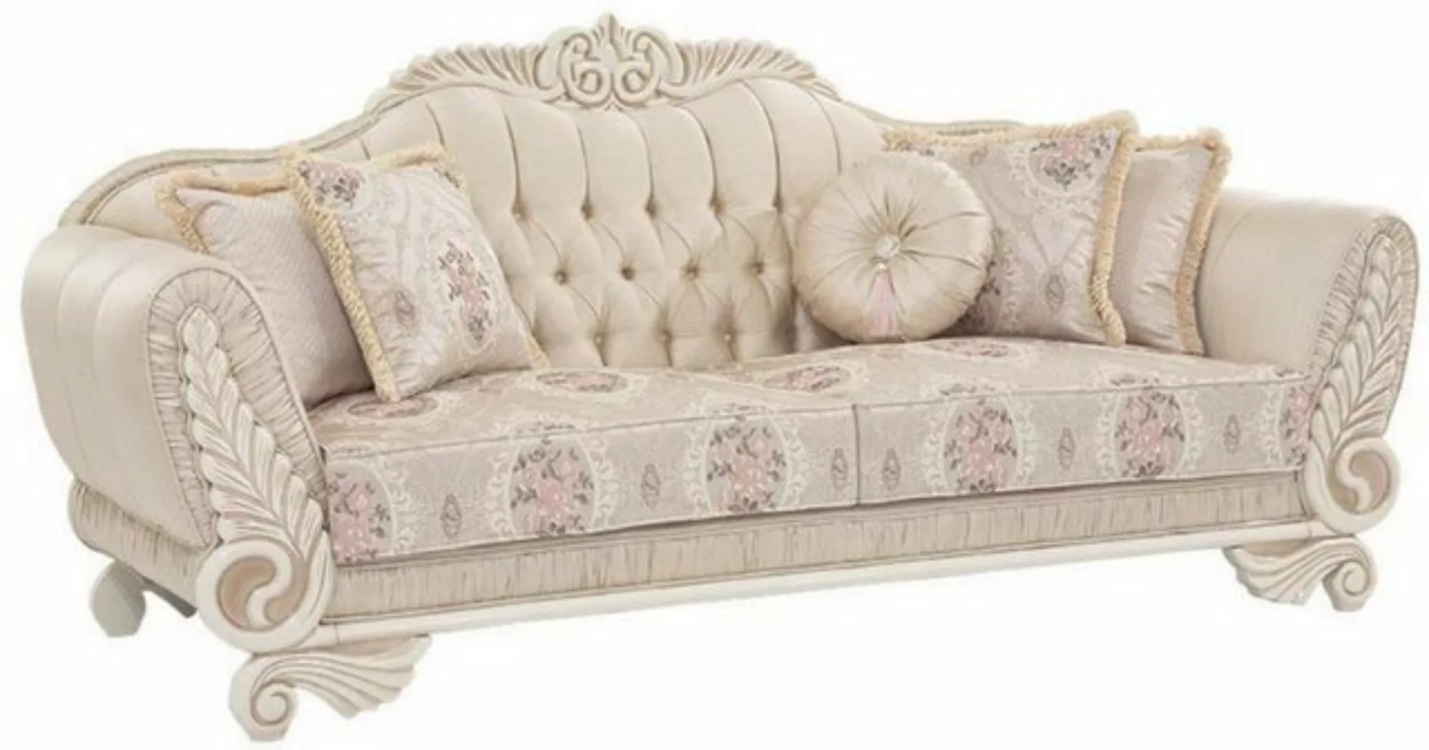 Casa Padrino Sofa Luxus Barock Sofa Beige / Creme / Rosa 227 x 87 x H. 107 günstig online kaufen