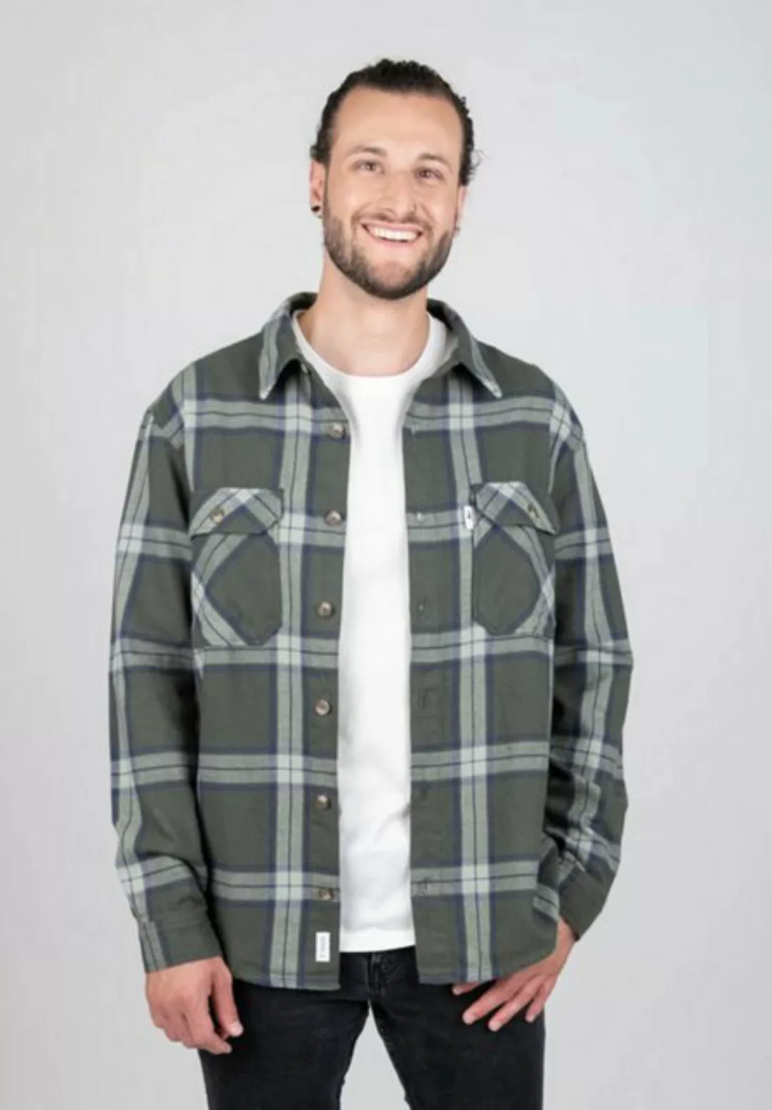 NIKIN Langarmhemd TreePlanter Overshirt Check Holfällerhemd grün günstig online kaufen