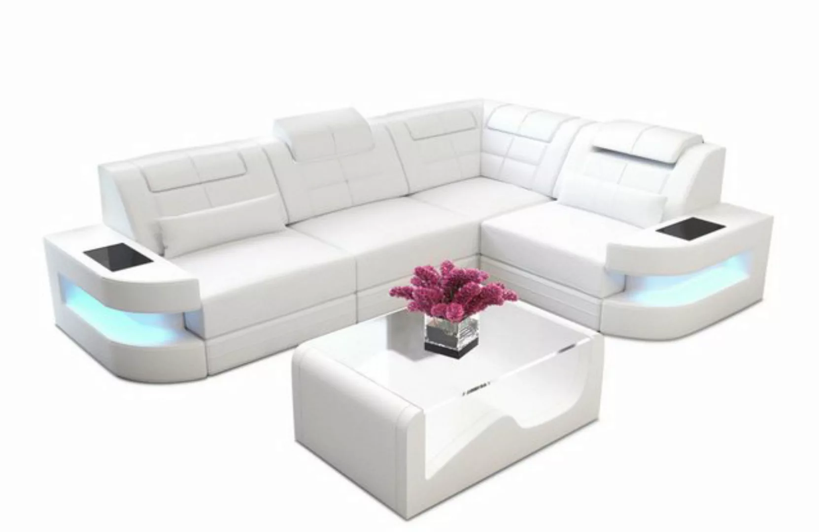 Sofa Dreams Ecksofa Ledersofa Como L Form Mini, Designersofa, Sofa mit Bele günstig online kaufen