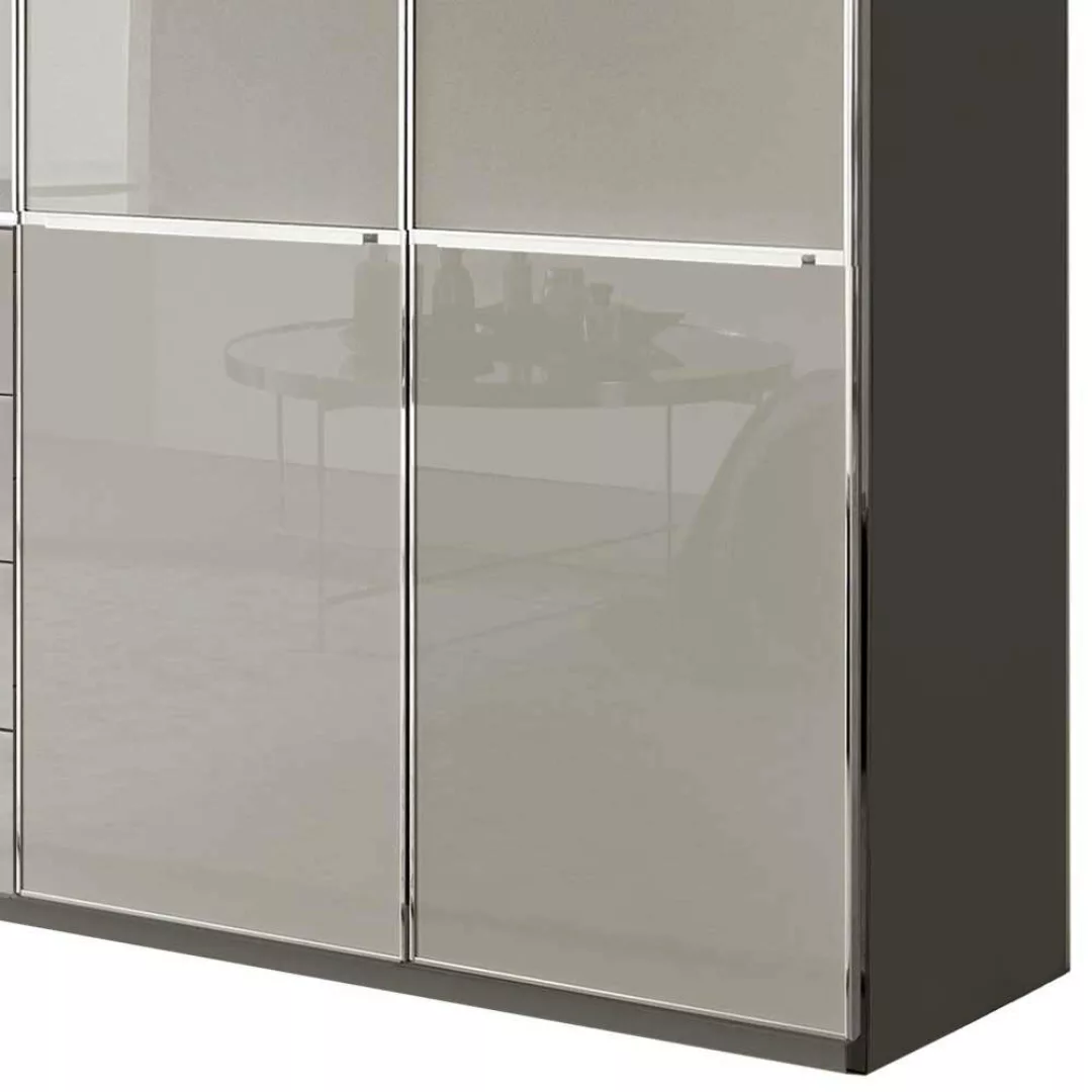 Kleiderschrank modern Schlafzimmerschrank in Hellgrau und Braun günstig online kaufen