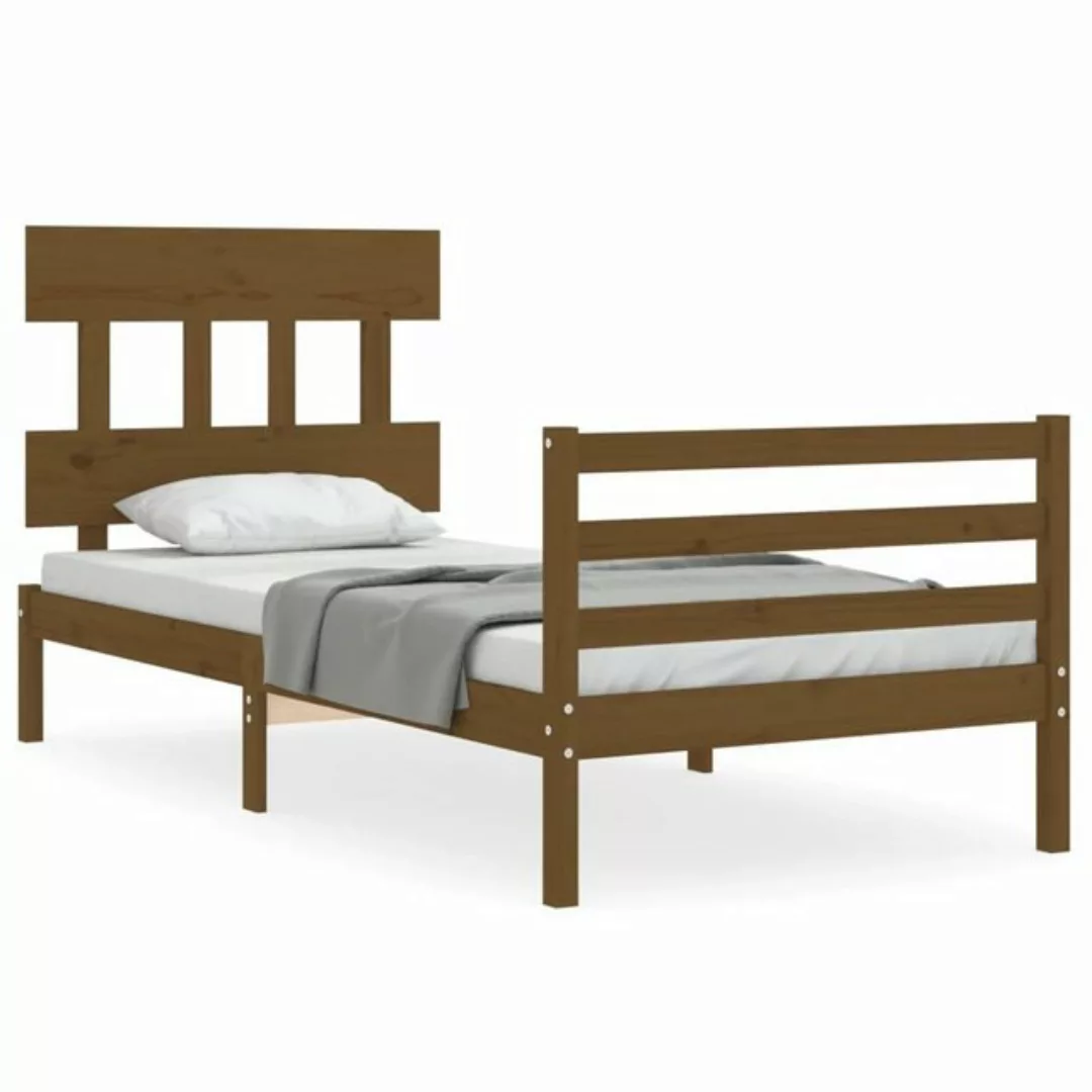 furnicato Bett Massivholzbett mit Kopfteil Honigbraun 90x200 cm günstig online kaufen