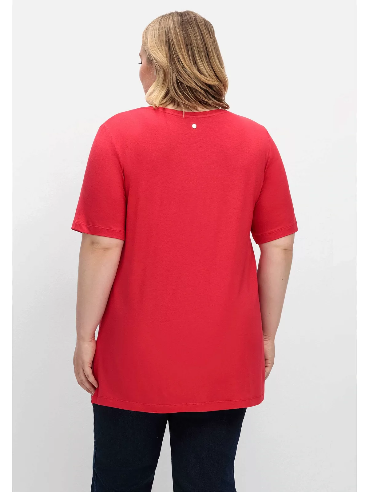 Sheego Rundhalsshirt "Große Größen", in A-Linie, mit Falten am Ausschnitt günstig online kaufen