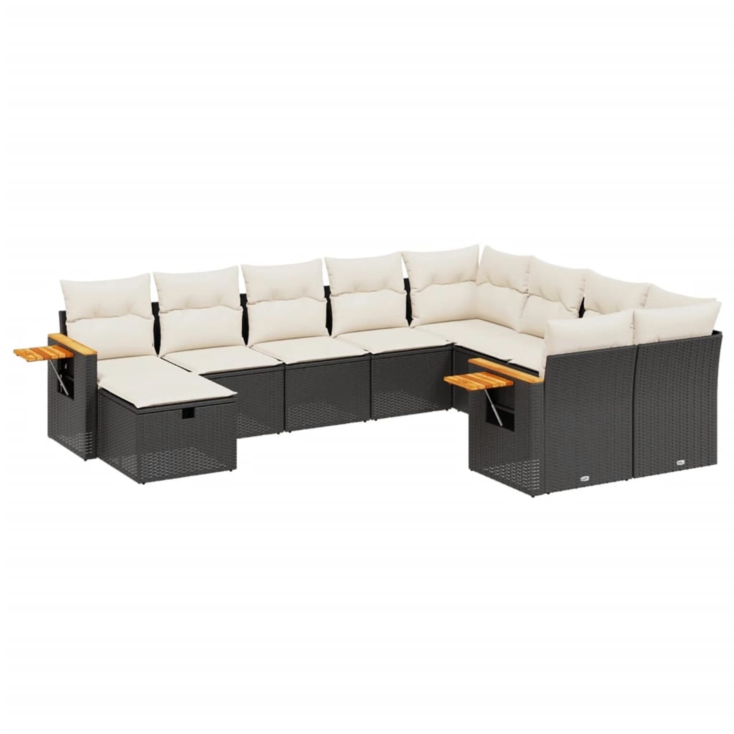 vidaXL 10-Tlg Garten-Sofagarnitur mit Kissen Schwarz Poly Rattan 3227155 günstig online kaufen