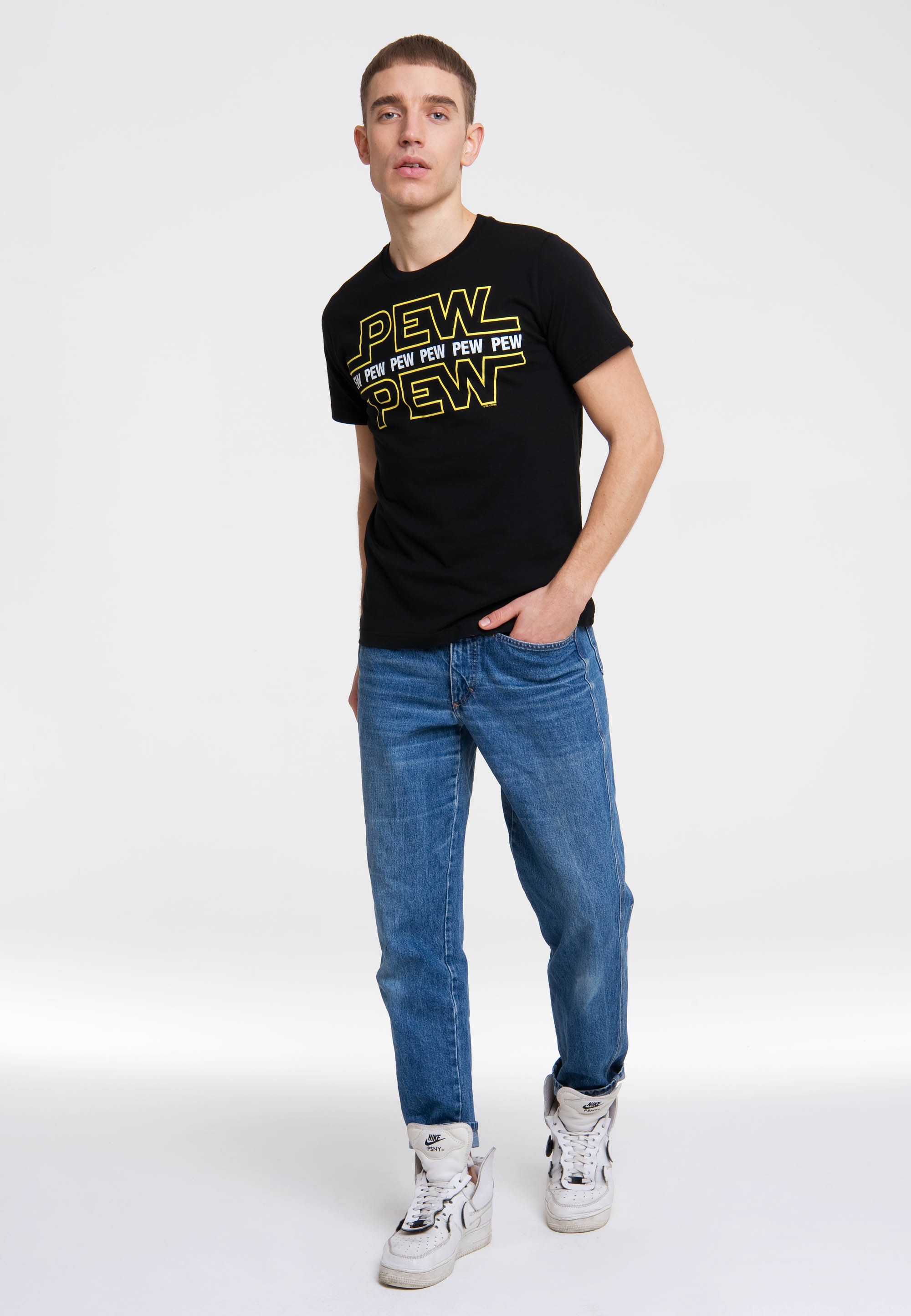 LOGOSHIRT T-Shirt "Pew Pew", mit lustigem Frontprintmotiv günstig online kaufen