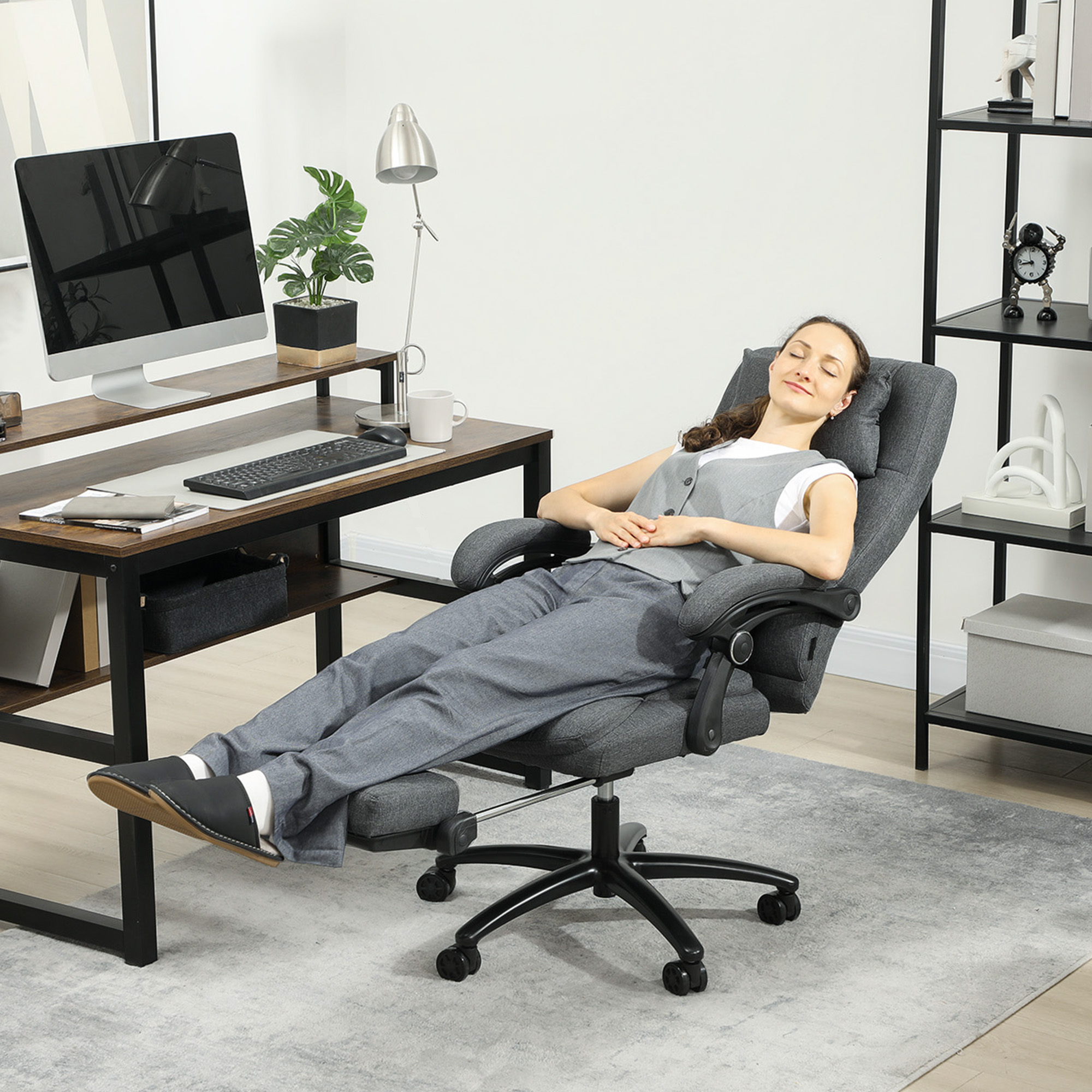Vinsetto Bürostuhl mit Massagefunktion, Ergonomisch Schreibtischstuhl mit L günstig online kaufen