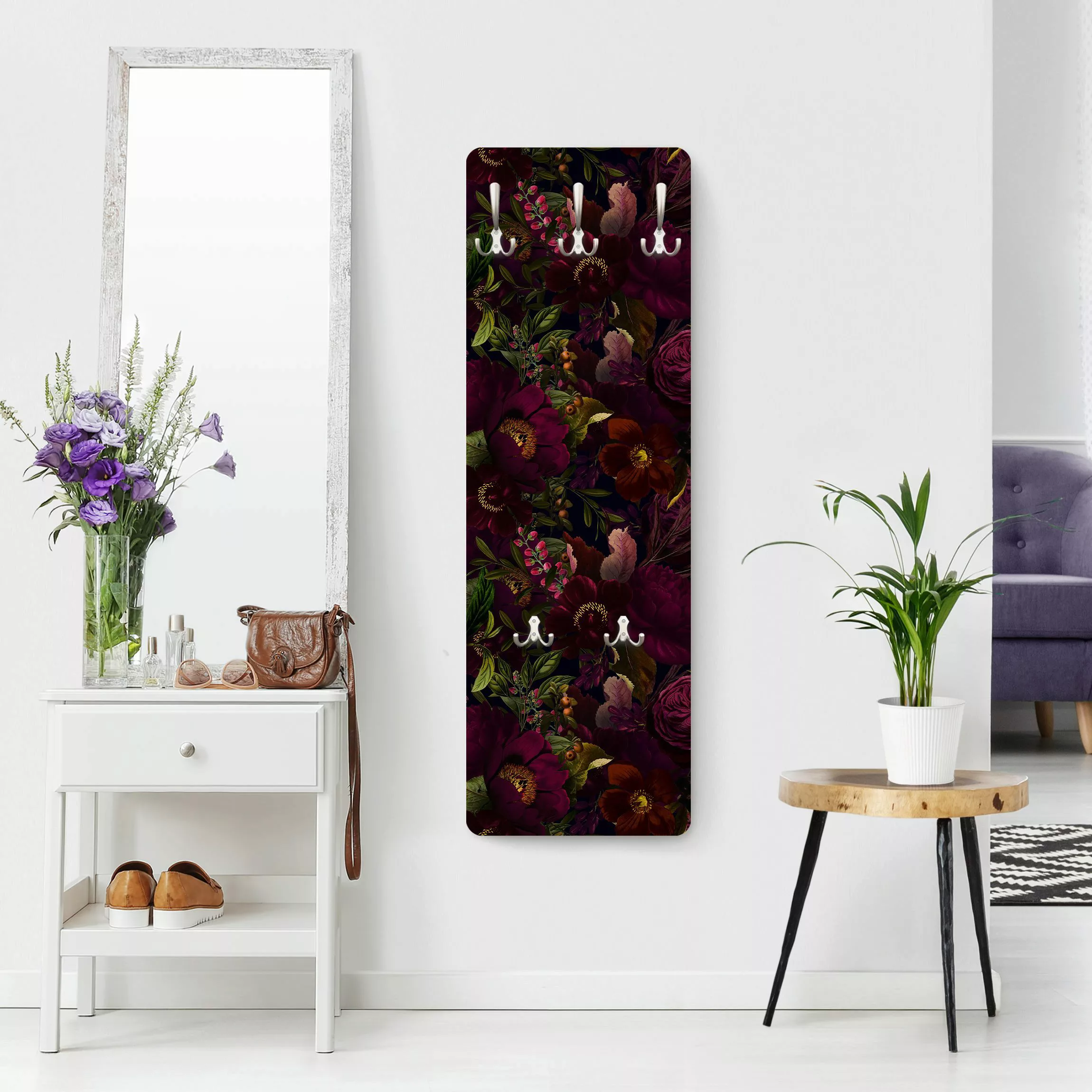 Wandgarderobe Lila Blüten Dunkel günstig online kaufen