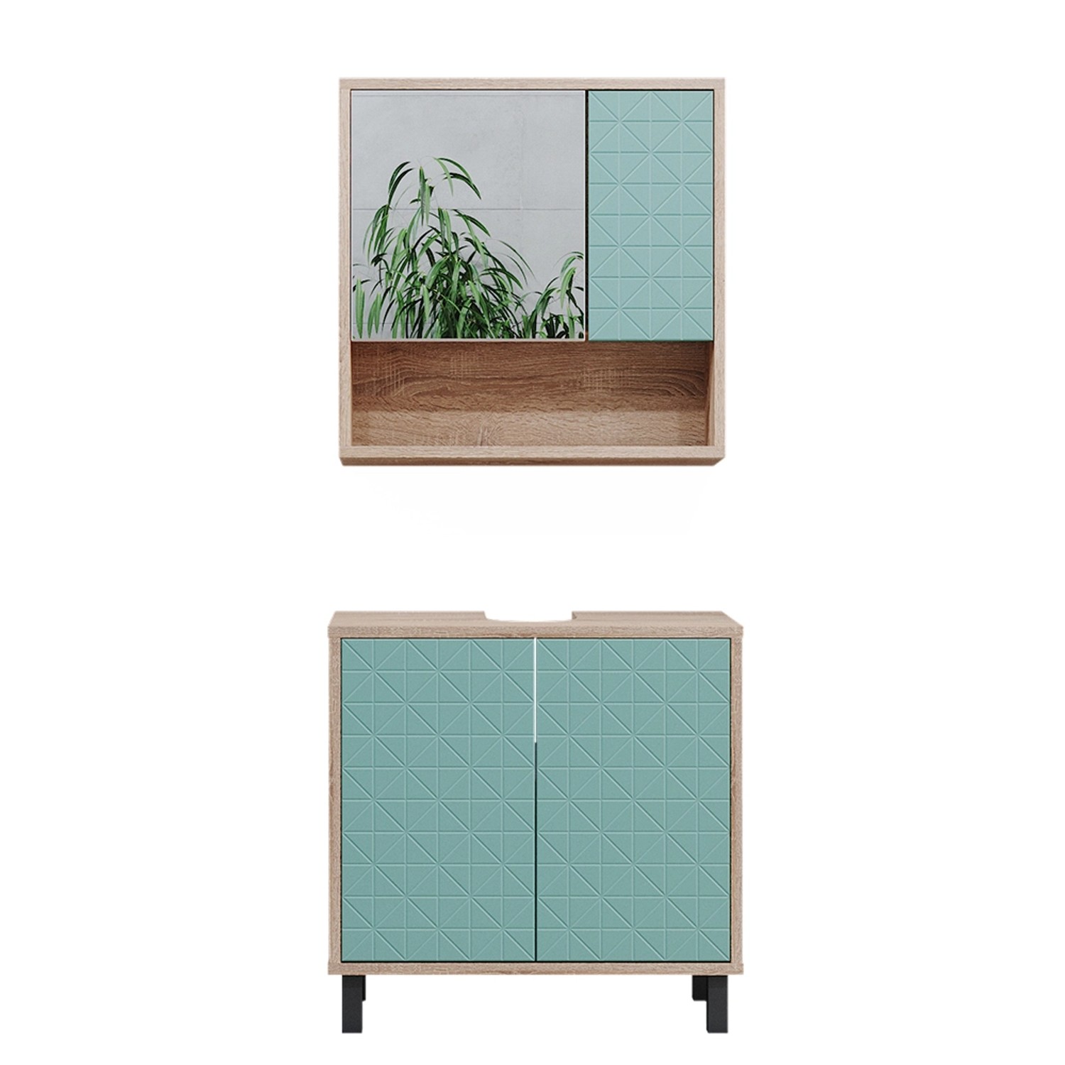 Vicco Badmöbel-Set Agasta Mintgrün/Sonoma 2 Teile günstig online kaufen