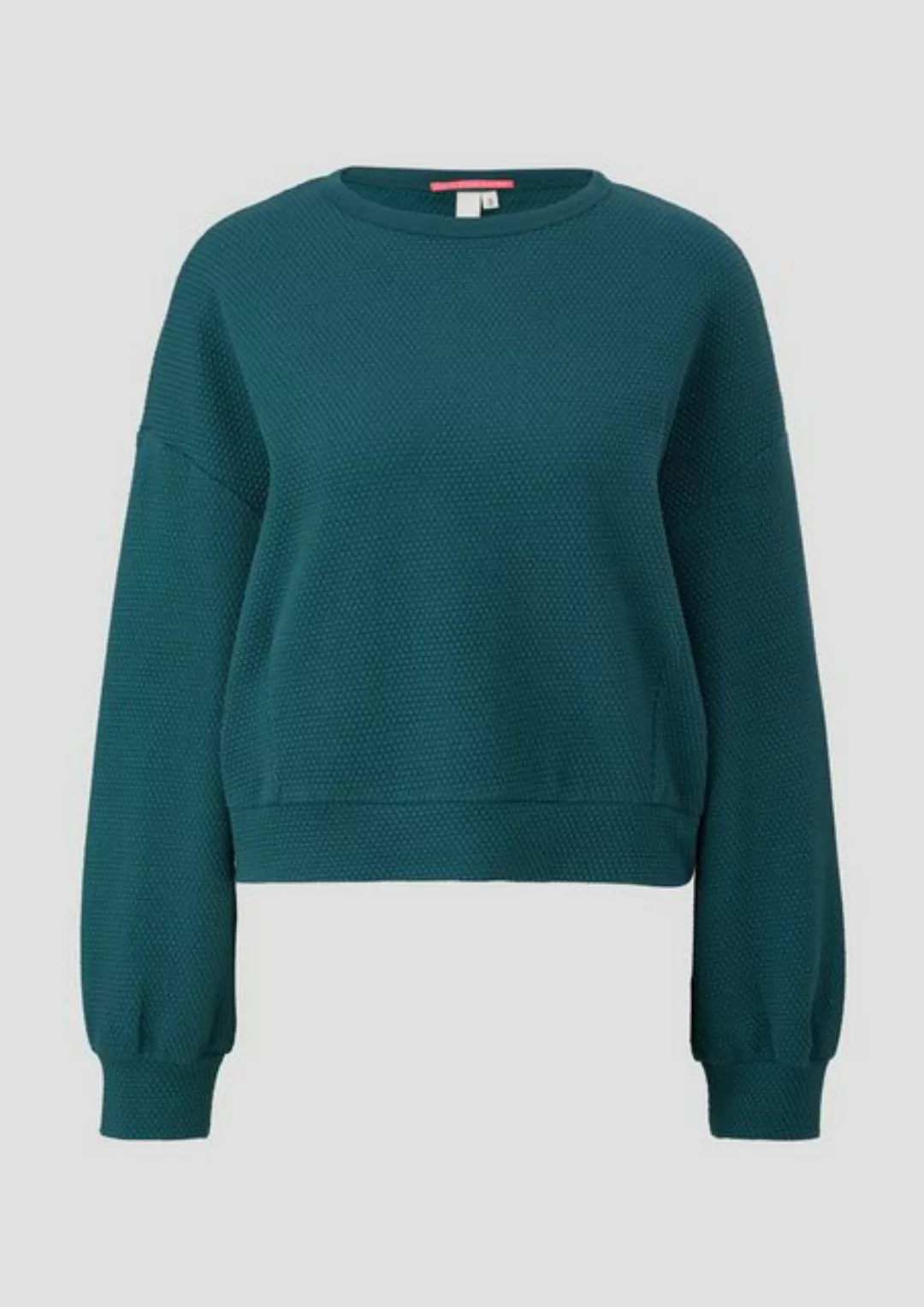 QS Sweatshirt Sweatshirt im Boxy Cut mit Piquéstruktur Logo günstig online kaufen