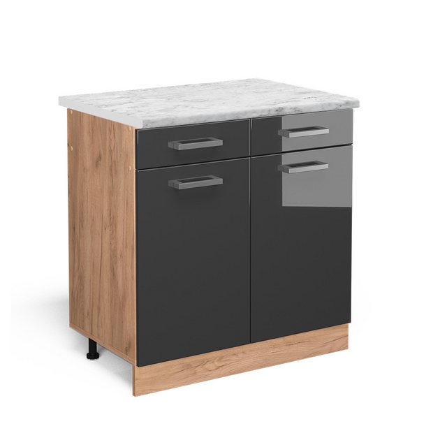 Vicco Unterschrank R-Line, Anthrazit Hochglanz/Goldkraft Eiche, 80 cm AP Ma günstig online kaufen