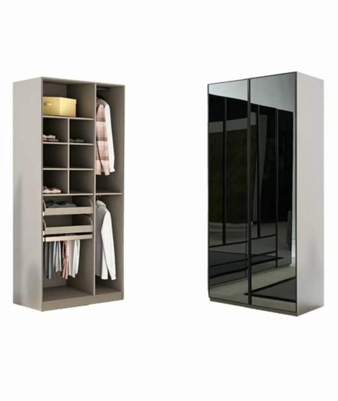 Xlmoebel Kleiderschrank Kleiderschrank Glasschrank Holz Moderne Schlafzimme günstig online kaufen