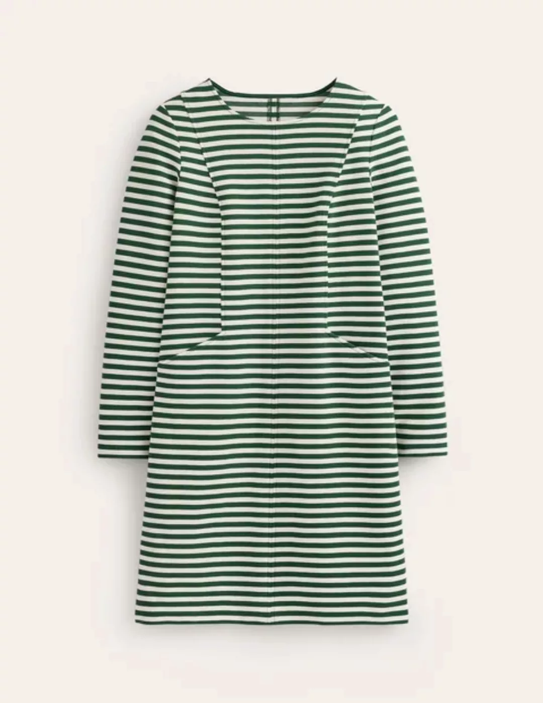 Ellen Ottoman-Kleid Damen Boden, Dunkelgrün, Naturweiß Streifen günstig online kaufen