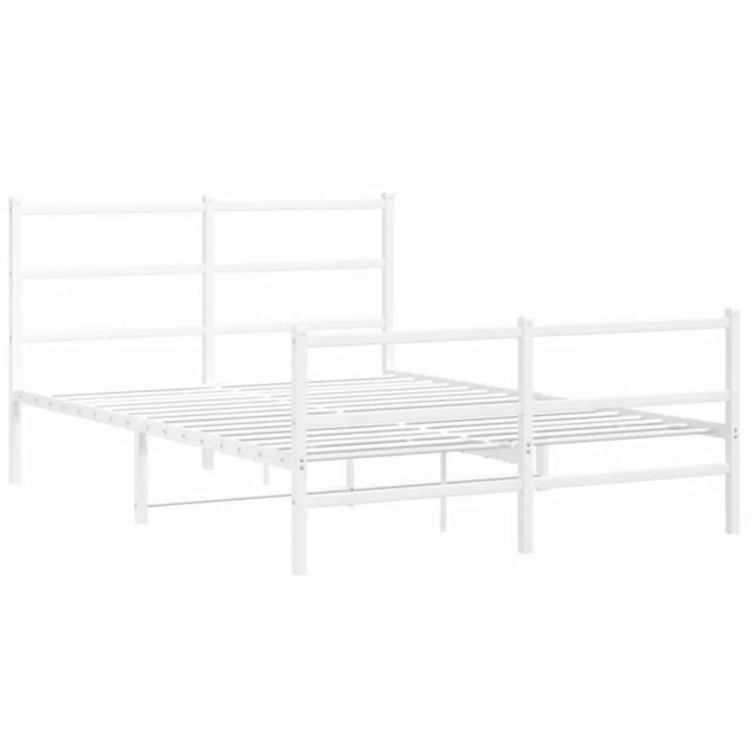 furnicato Bettgestell mit Kopf- und Fußteil Metall Weiß 135x190 cm (1-tlg) günstig online kaufen