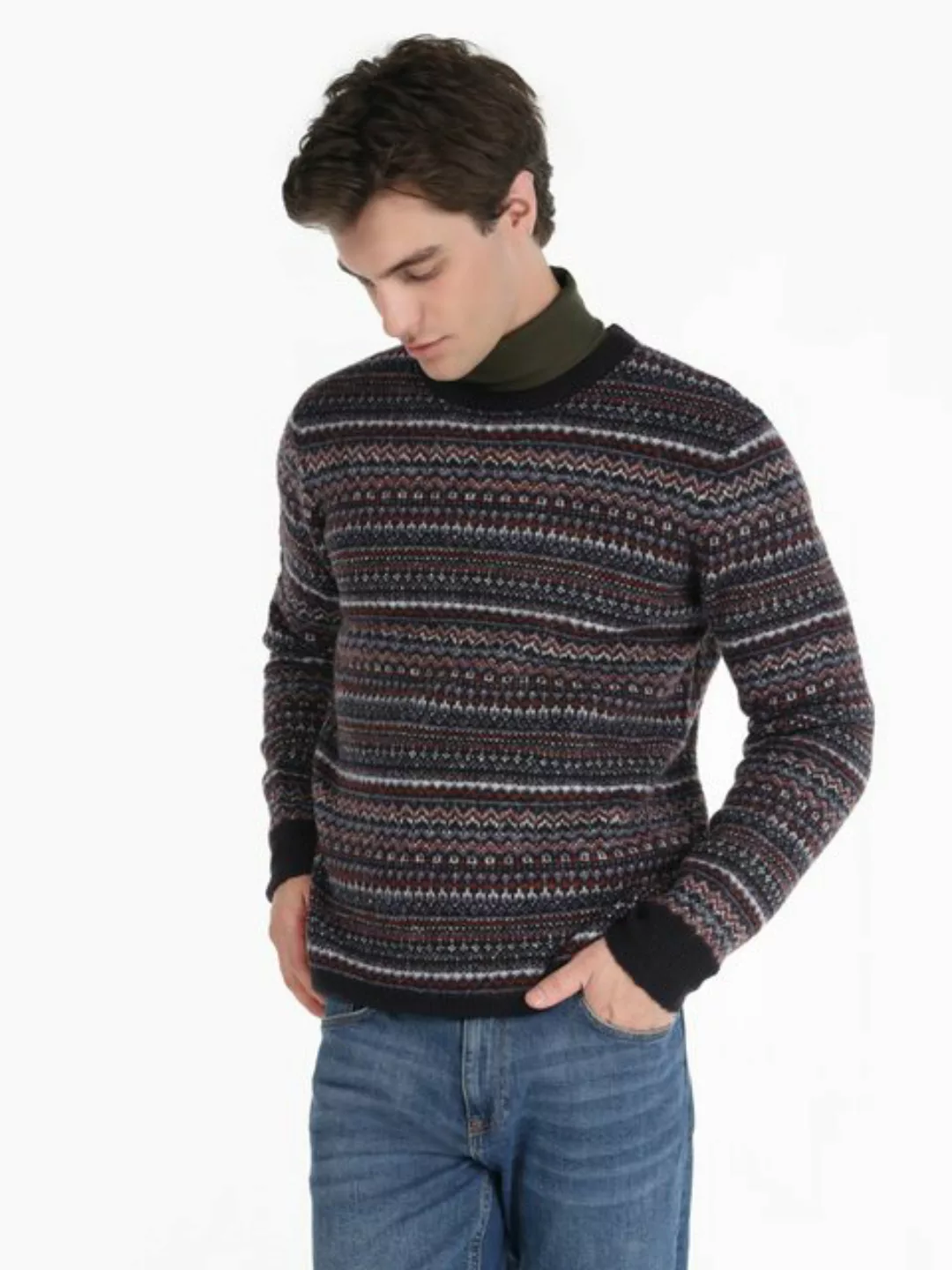 Colins Strickpullover Mehrfarbiger Herrenpullover mit normaler Passform und günstig online kaufen