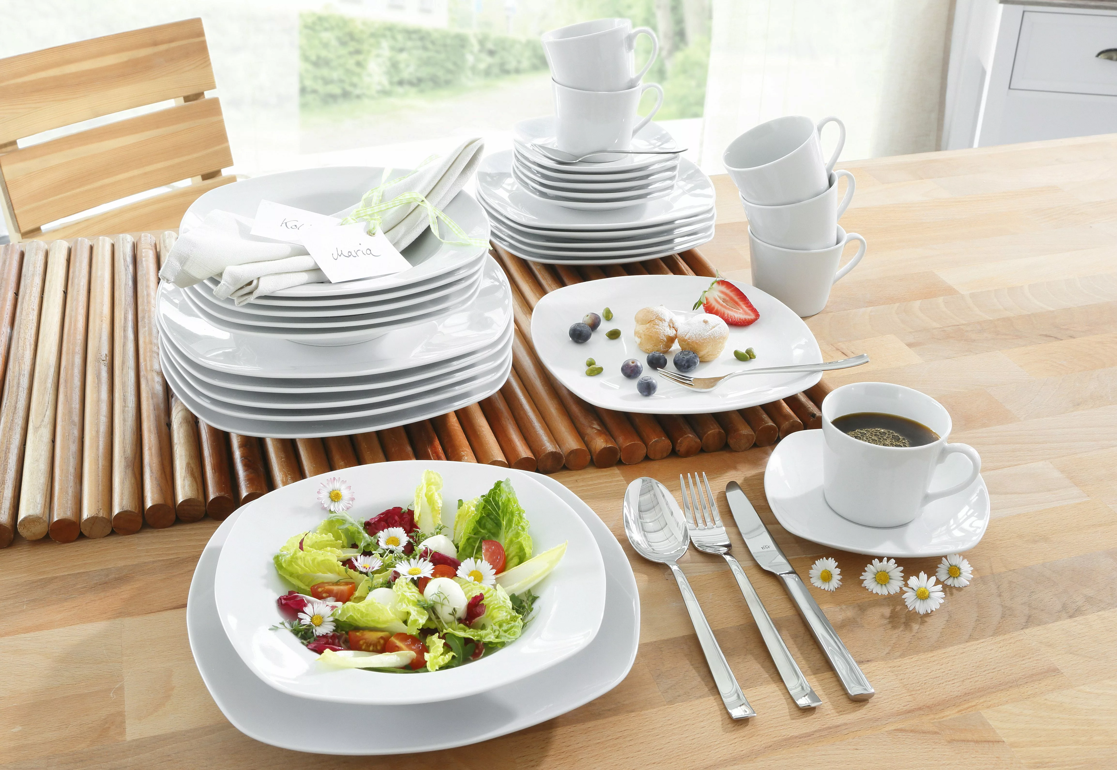 CreaTable Kaffeeservice Amelie weiß Porzellan 18 tlg. günstig online kaufen