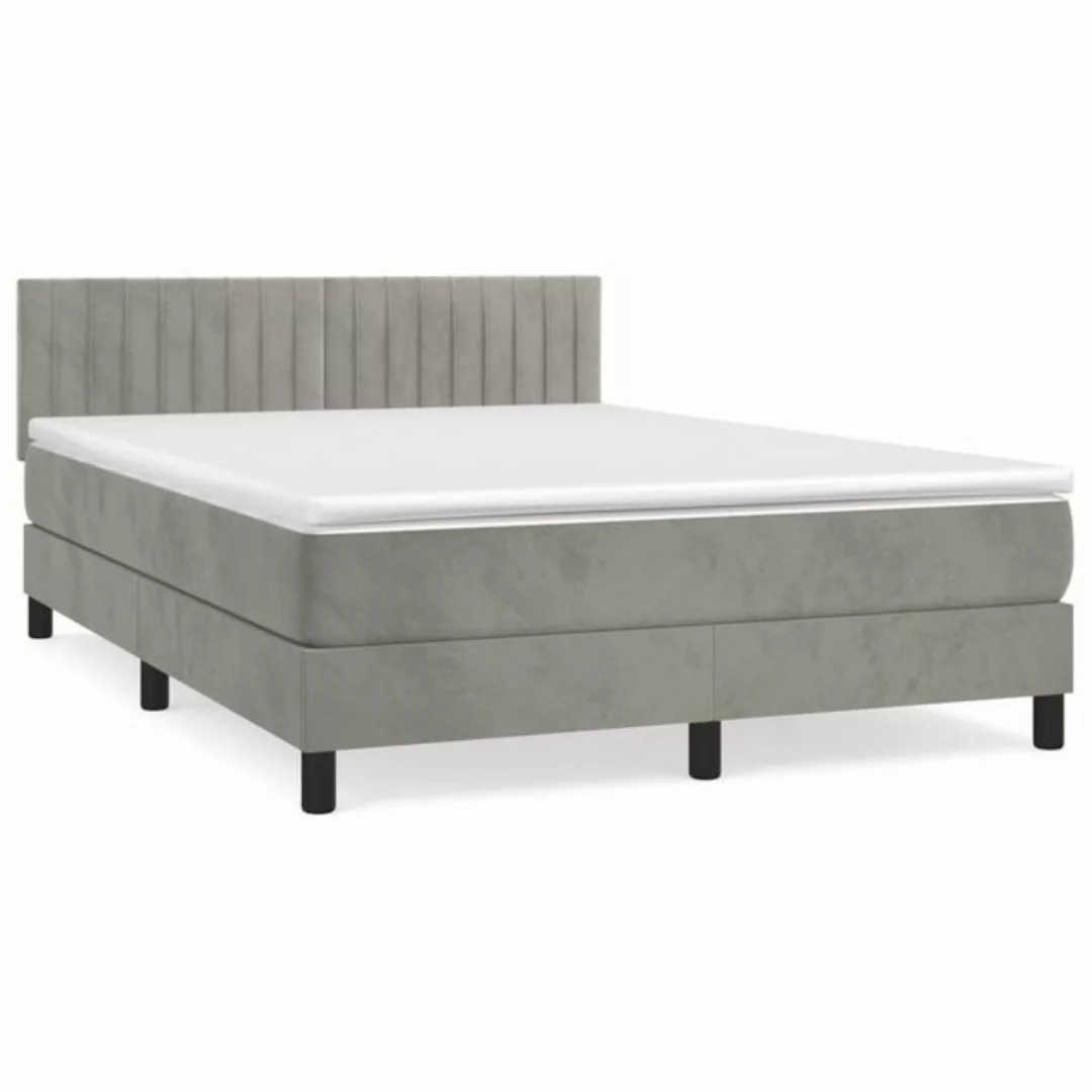 furnicato Bett Boxspringbett mit Matratze Hellgrau 140x200 cm Samt günstig online kaufen