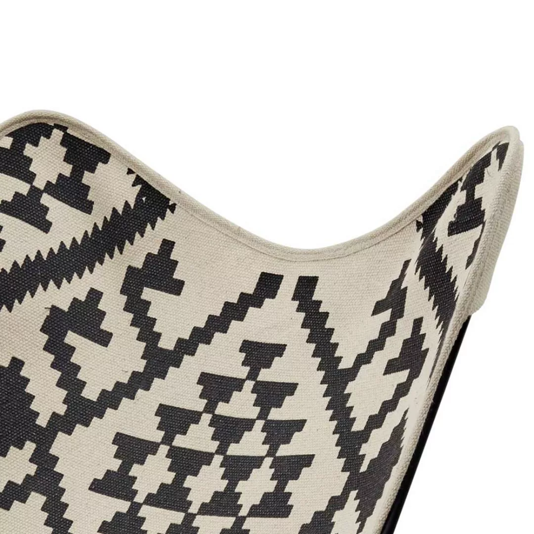 Butterfly-Stuhl schwarz weiß mit Ethno Muster 34 cm Sitzhöhe günstig online kaufen