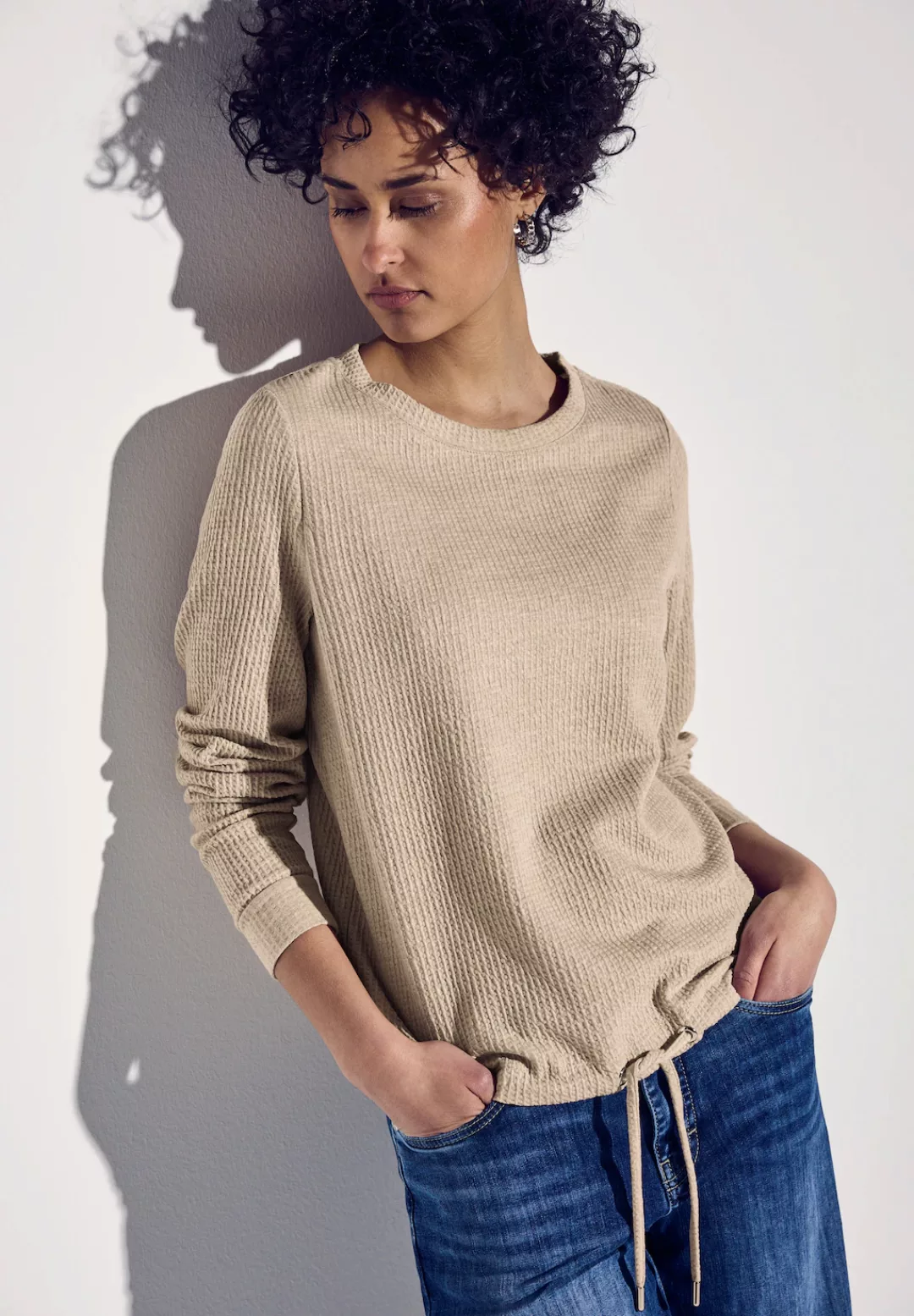 STREET ONE Langarmshirt, mit Elastiksaum und Tunnelzug günstig online kaufen