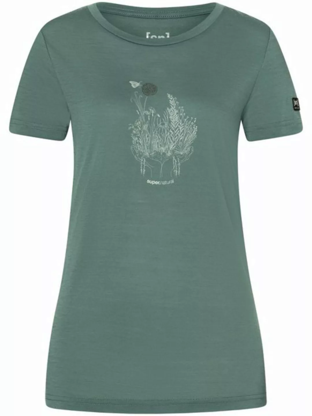 SUPER.NATURAL T-Shirt für Damen, Merino FLOWERHANDS Blumen Motiv, bunt, cas günstig online kaufen