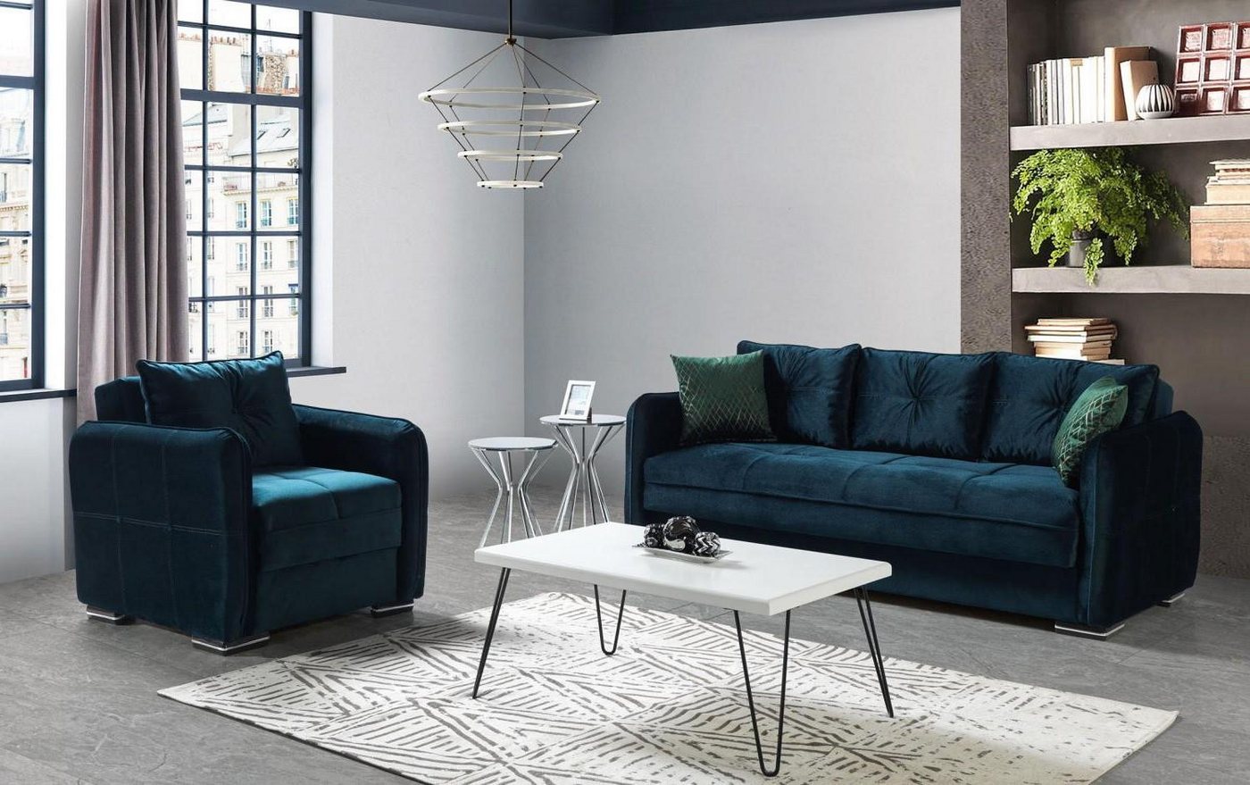 Xlmoebel Sofa Moderne Luxus-Sofagarnitur mit einem 3-Sitzer und einem Sesse günstig online kaufen