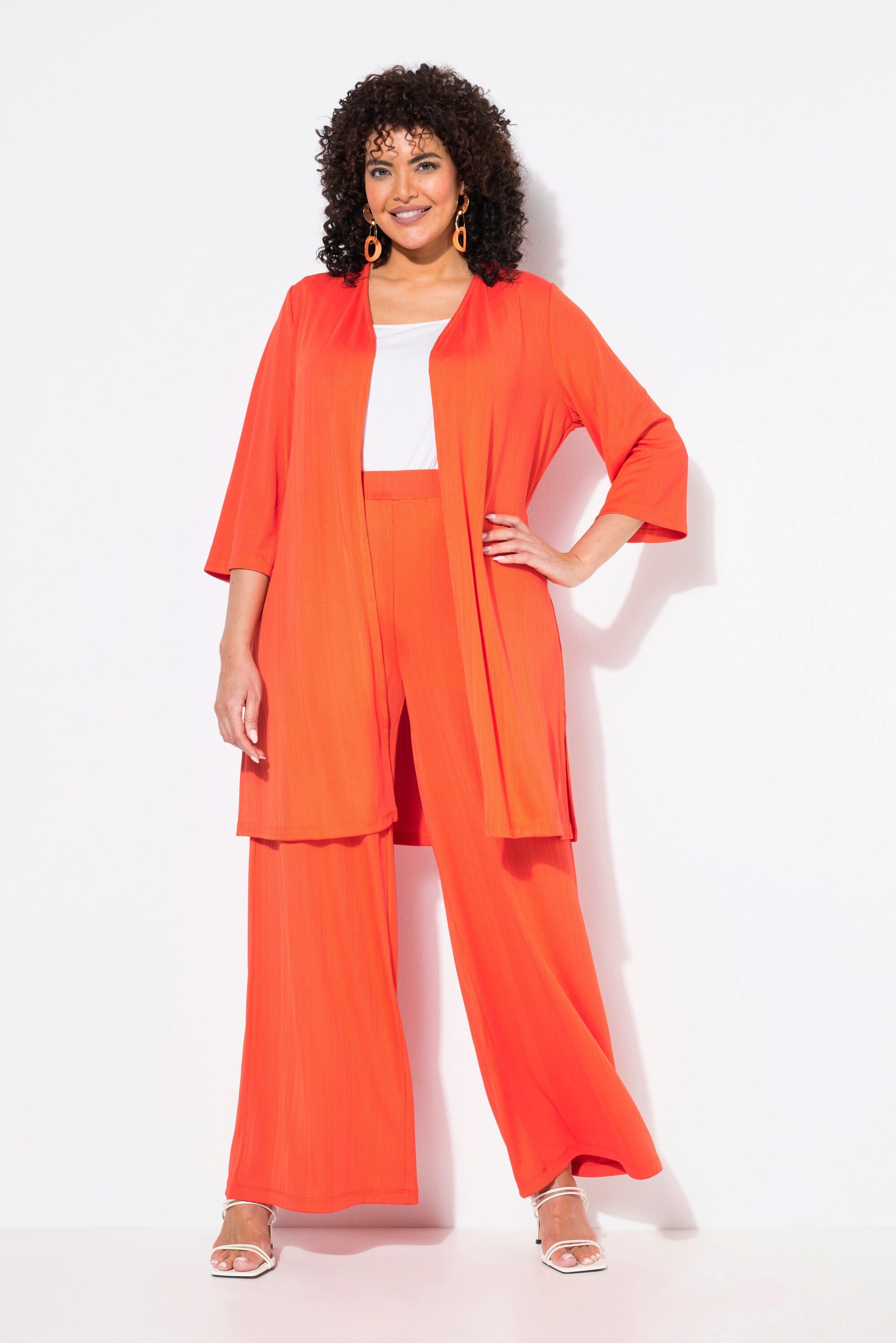 Ulla Popken Longshirt Longjacke Rippjersey offene günstig online kaufen
