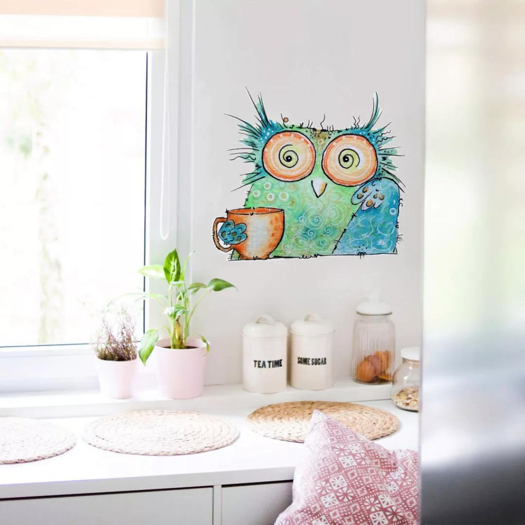 Wall-Art Wandtattoo »Vogel Kaffee Eule Coffee Owl«, (1 St.), selbstklebend, günstig online kaufen