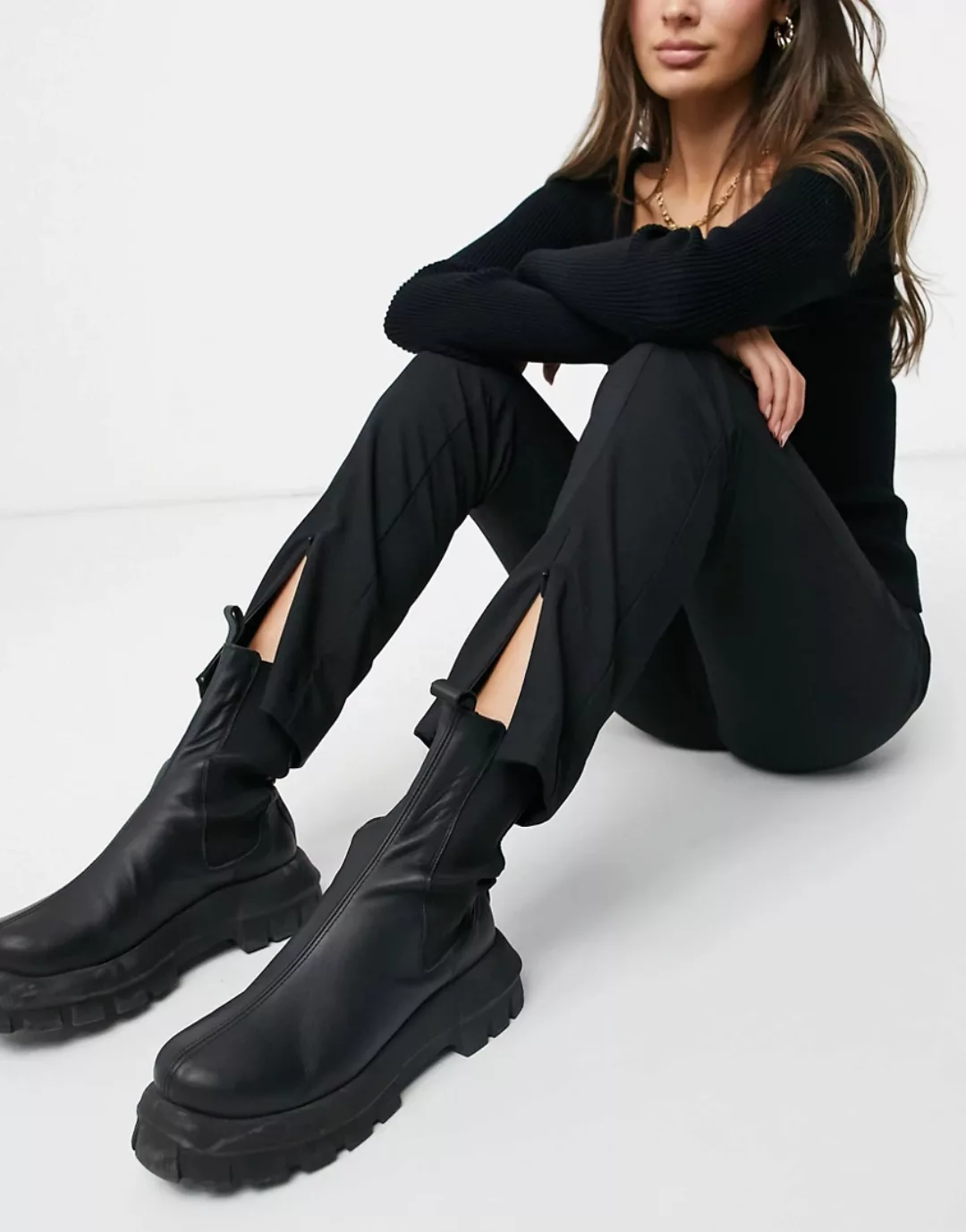 Vero Moda – Hose mit Reißverschluss in Schwarz günstig online kaufen