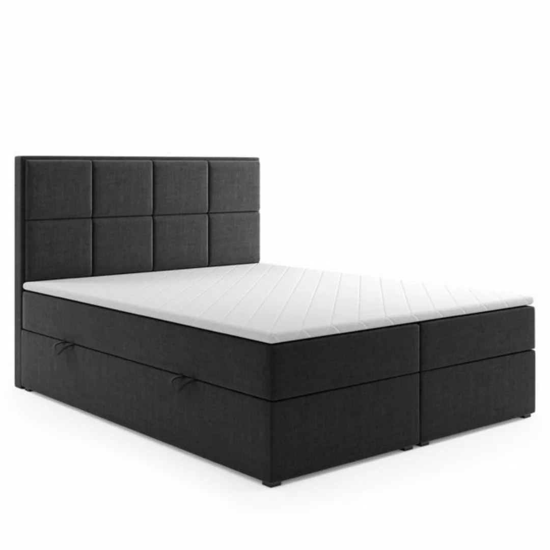 Möbel Punkt Boxspringbett Portofino Grau Schwarz (Kassetten - Fach - Optik günstig online kaufen