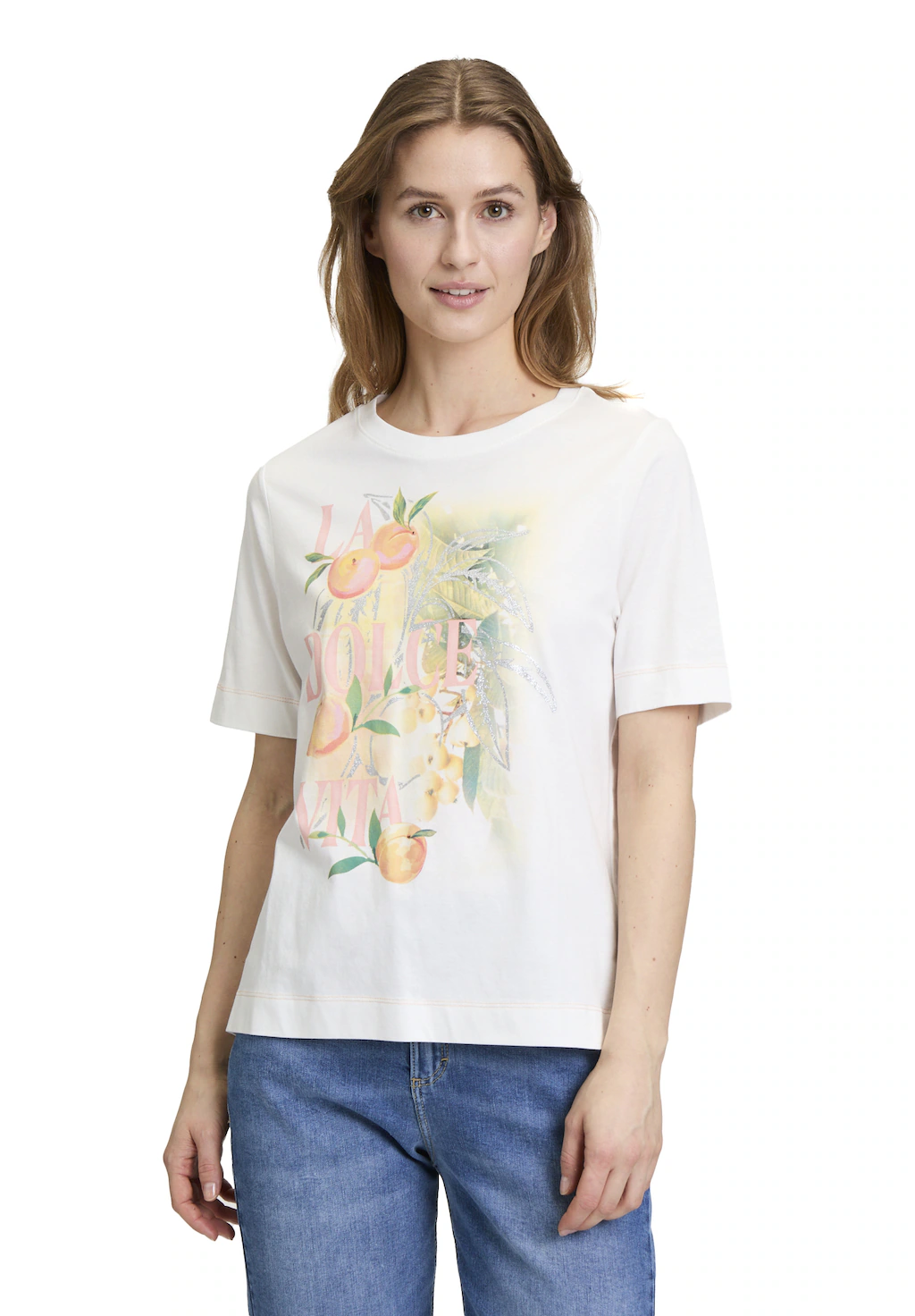 Cartoon Kurzarmshirt "Cartoon Damen Printshirt mit Rundhalsausschnitt", (1 günstig online kaufen