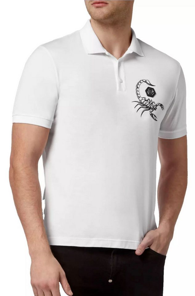 PHILIPP PLEIN Poloshirt Slim fit ikonische PP Hexagon Logo,gewebter Rippenk günstig online kaufen