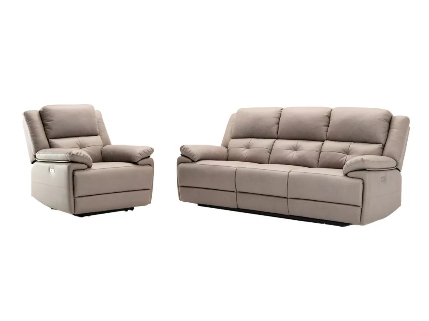 Relaxsofa elektrisch 3-Sitzer + Sessel - Stoff - Taupe - DOLENE günstig online kaufen