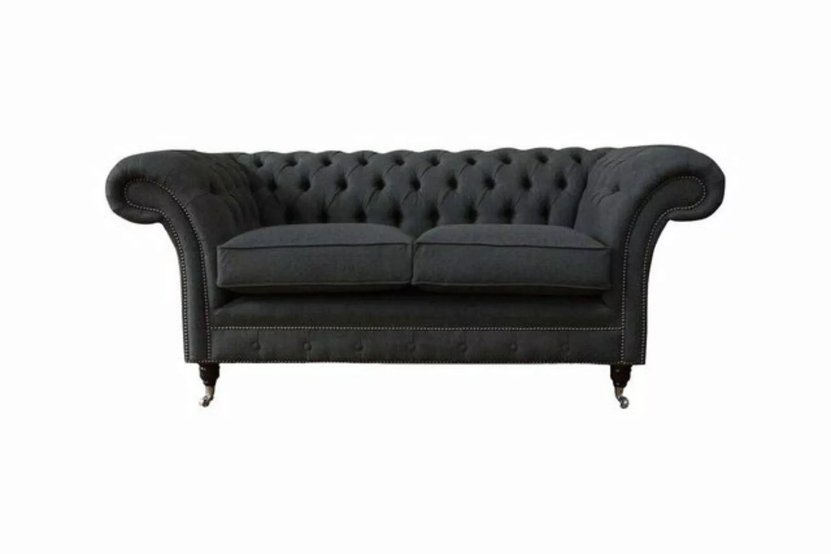 JVmoebel Sofa Chesterfield Sofa 2 Sitzer Couch Polster Stoff Couchen Grau T günstig online kaufen