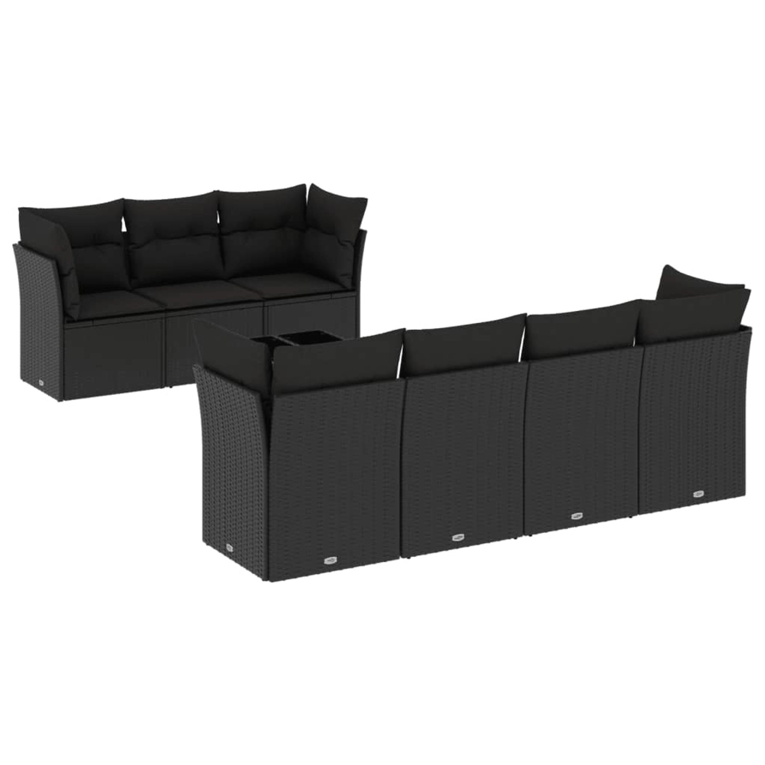 vidaXL 8-tlg Garten-Sofagarnitur mit Kissen Schwarz Poly Rattan Modell 6 günstig online kaufen