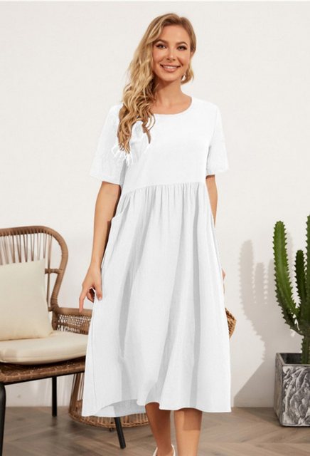 SEGUEN Sommerkleid Mode Lockeres Kurzarmkleid (Lässiges Temperament Rundhal günstig online kaufen