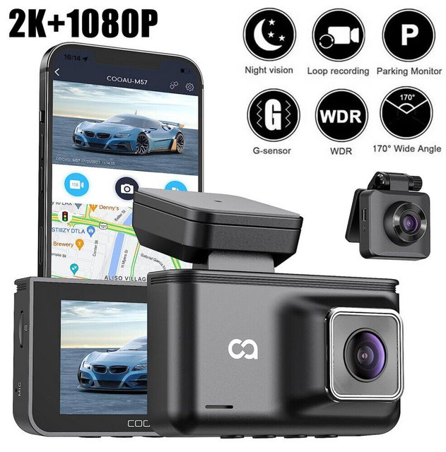 COOAU Dashcam Echte 2,5K+1080P Autokamera vorne und hinten mit Loop Record günstig online kaufen