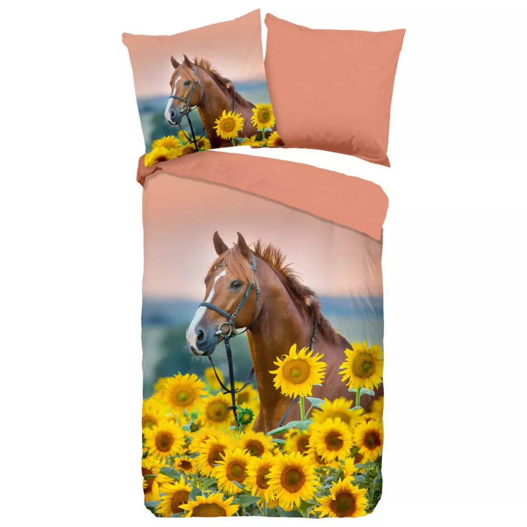 good morning Kinderbettwäsche »Beauty Horse Sunflower«, Baumwolle, 135x200, günstig online kaufen