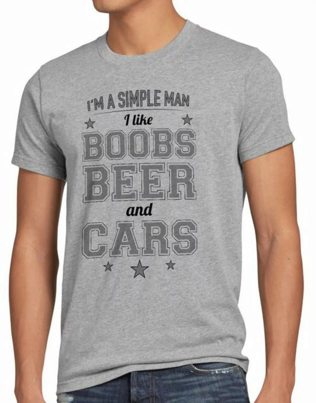 Print-Shirt Herren T-Shirt Simple Man boobs beer car auto bier titten funsh günstig online kaufen