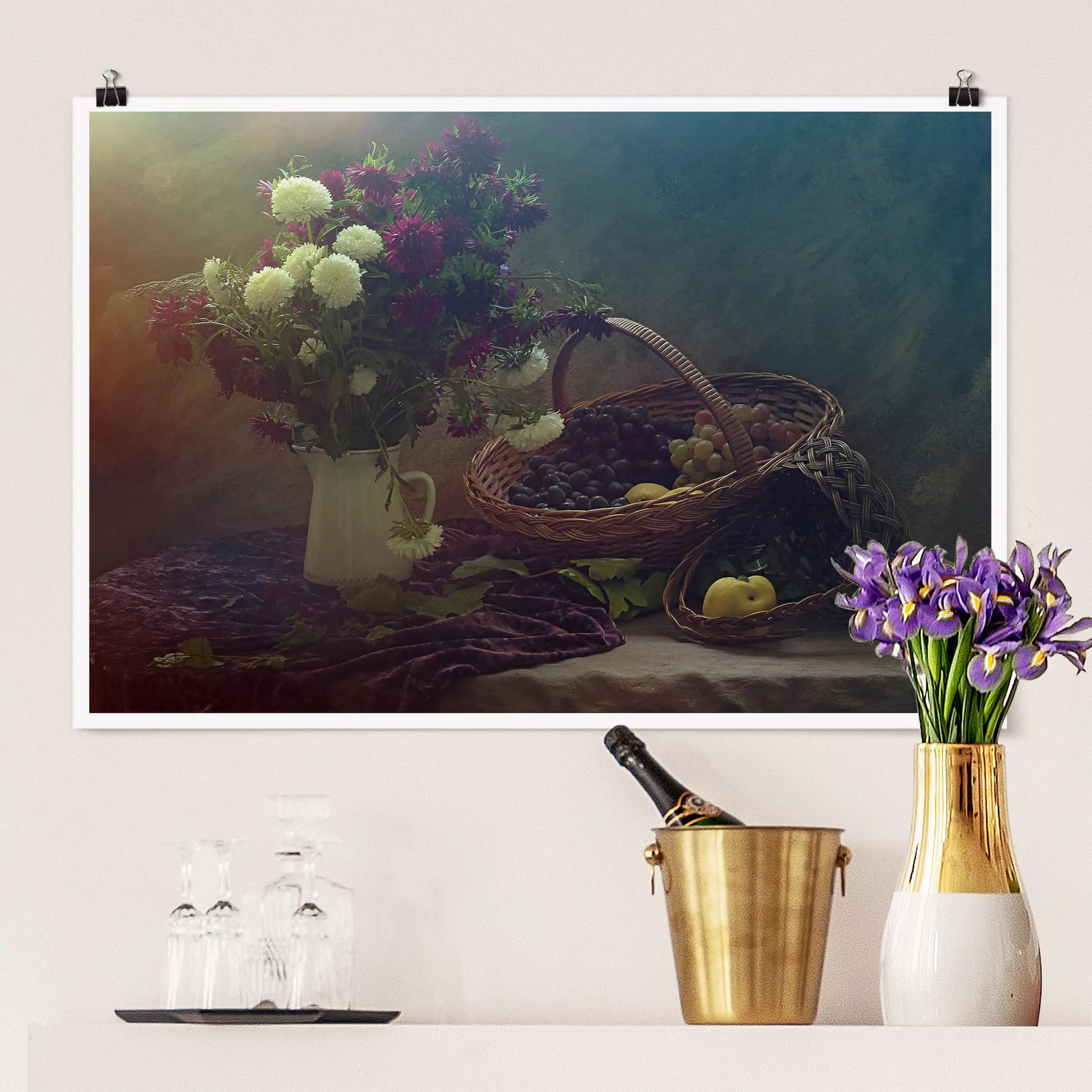 Poster - Querformat Stillleben mit Blumenvase günstig online kaufen