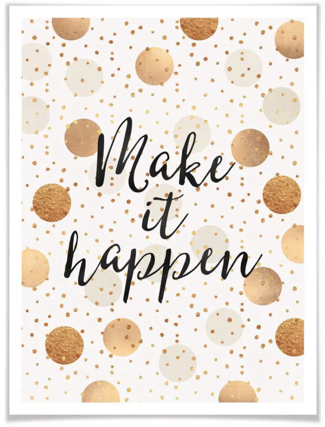 Wall-Art Poster "Make it Happen Dots", Schriftzug, (1 St.) günstig online kaufen