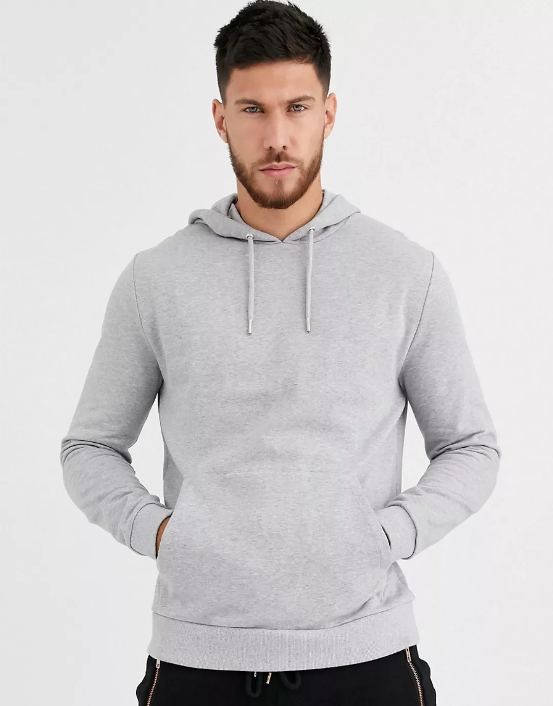 ASOS DESIGN – Kapuzenpullover aus Bio-Baumwolle in Kalkgrau günstig online kaufen