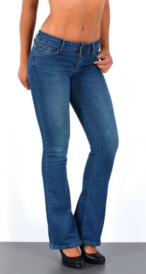 ESRA Bootcut-Jeans Damen Schlagjeans mit weitem Bein und Stretch bis Große günstig online kaufen