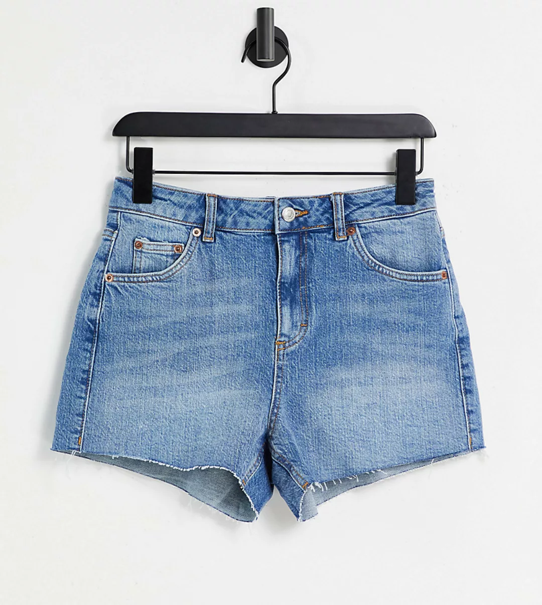 Topshop Petite – Hochwertige Mom-Jeansshorts in Mittelblau günstig online kaufen