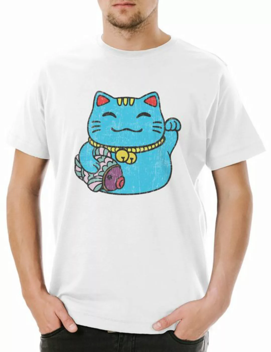 Urban Backwoods Print-Shirt Maneki Neko III Herren T-Shirt Winkekatze Manek günstig online kaufen