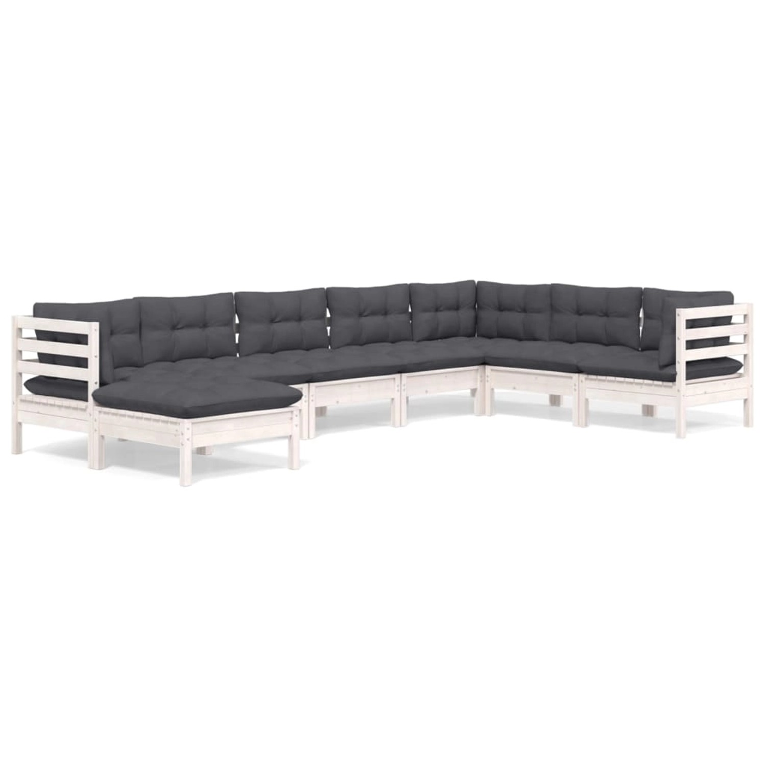 vidaXL 8-Tlg Garten-Lounge-Set mit Kissen Weiß Kiefer Massivholz 3096660 günstig online kaufen