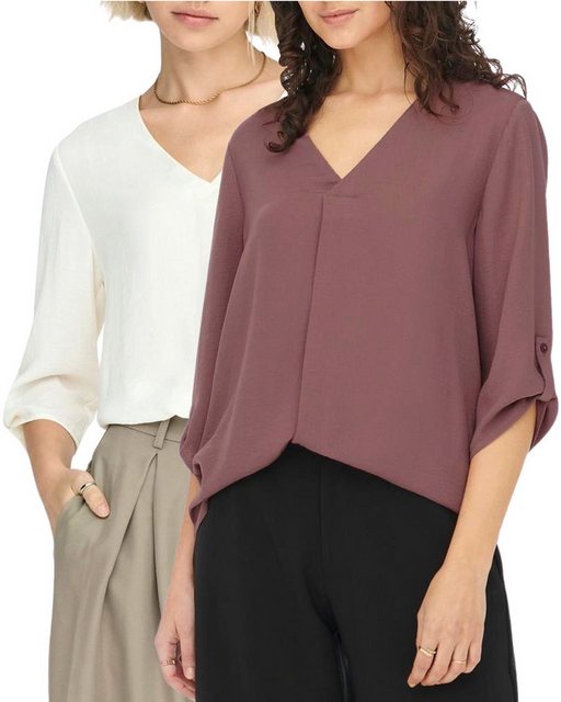 JDY Blusenshirt (2er-Pack) Basic Bluse Top im Doppelpack günstig online kaufen